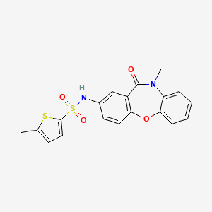 molecular formula C19H16N2O4S2 B2685461 5-methyl-N-(10-methyl-11-oxo-10,11-dihydrodibenzo[b,f][1,4]oxazepin-2-yl)thiophene-2-sulfonamide CAS No. 921919-52-0
