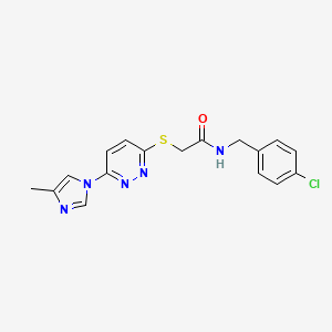 molecular formula C17H16ClN5OS B2685469 N-(4-chlorobenzyl)-2-((6-(4-methyl-1H-imidazol-1-yl)pyridazin-3-yl)thio)acetamide CAS No. 1251670-87-7