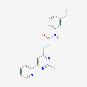 molecular formula C20H20N4OS B2685499 N-(3-ethylphenyl)-2-((2-methyl-6-(pyridin-2-yl)pyrimidin-4-yl)thio)acetamide CAS No. 1251587-86-6