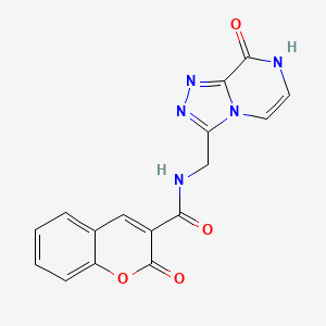 molecular formula C16H11N5O4 B2685503 N-((8-hydroxy-[1,2,4]triazolo[4,3-a]pyrazin-3-yl)methyl)-2-oxo-2H-chromene-3-carboxamide CAS No. 2034414-02-1