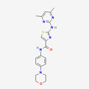 molecular formula C20H22N6O2S B2685506 2-((4,6-dimethylpyrimidin-2-yl)amino)-N-(4-morpholinophenyl)thiazole-4-carboxamide CAS No. 1251563-89-9