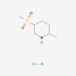molecular formula C7H16ClNO2S B2685507 2-Methyl-5-methylsulfonylpiperidine;hydrochloride CAS No. 2503206-67-3