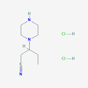 molecular formula C9H19Cl2N3 B2685516 3-(Piperazin-1-yl)pentanenitrile dihydrochloride CAS No. 2230807-40-4