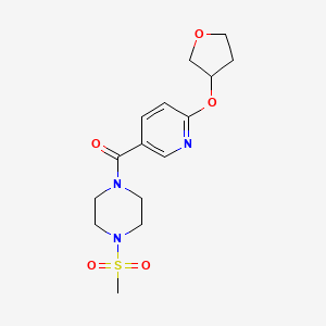 molecular formula C15H21N3O5S B2685523 (4-(Methylsulfonyl)piperazin-1-yl)(6-((tetrahydrofuran-3-yl)oxy)pyridin-3-yl)methanone CAS No. 2034359-09-4