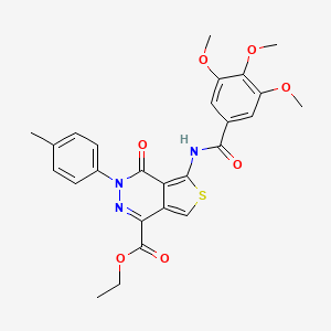 molecular formula C26H25N3O7S B2685544 Ethyl 4-oxo-3-(p-tolyl)-5-(3,4,5-trimethoxybenzamido)-3,4-dihydrothieno[3,4-d]pyridazine-1-carboxylate CAS No. 851948-21-5