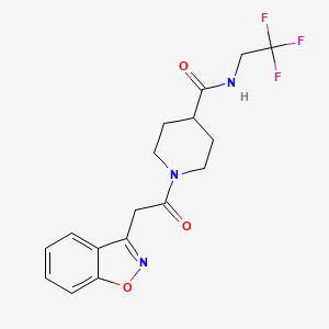 molecular formula C17H18F3N3O3 B2685557 1-(2-(苯并[d]异噁唑-3-基)乙酰)-N-(2,2,2-三氟乙基)哌啶-4-甲酸酰胺 CAS No. 1235052-68-2