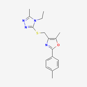 4-(((4-ethyl-5-methyl-4H-1,2,4-triazol-3-yl)thio)methyl)-5-methyl-2-(p-tolyl)oxazole