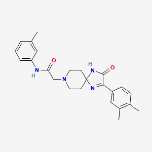 molecular formula C24H28N4O2 B2685560 2-(2-(3,4-dimethylphenyl)-3-oxo-1,4,8-triazaspiro[4.5]dec-1-en-8-yl)-N-(m-tolyl)acetamide CAS No. 1189963-37-8