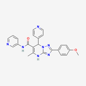 molecular formula C24H21N7O2 B2685564 2-(4-methoxyphenyl)-5-methyl-N-(pyridin-3-yl)-7-(pyridin-4-yl)-4,7-dihydro-[1,2,4]triazolo[1,5-a]pyrimidine-6-carboxamide CAS No. 539797-51-8