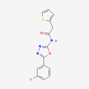 molecular formula C14H10FN3O2S B2685567 N-(5-(3-fluorophenyl)-1,3,4-oxadiazol-2-yl)-2-(thiophen-2-yl)acetamide CAS No. 1170463-07-6
