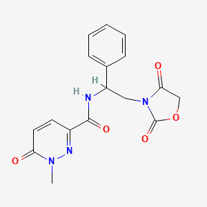 N-(2-(2,4-dioxooxazolidin-3-yl)-1-phenylethyl)-1-methyl-6-oxo-1,6-dihydropyridazine-3-carboxamide