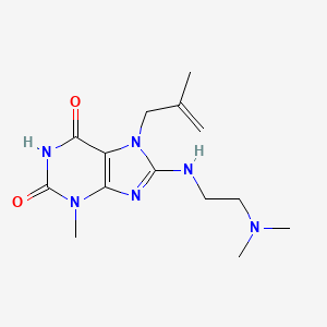 molecular formula C14H22N6O2 B2685602 8-((2-(二甲基氨基)乙基)氨基)-3-甲基-7-(2-甲基丙烯基)-1H-嘧啶-2,6(3H,7H)-二酮 CAS No. 370584-93-3