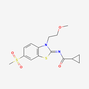 N-[3-(2-methoxyethyl)-6-methylsulfonyl-1,3-benzothiazol-2-ylidene]cyclopropanecarboxamide