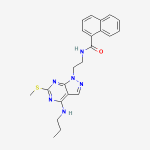 molecular formula C22H24N6OS B2685632 N-(2-(6-(甲硫基)-4-(丙基氨基)-1H-吡唑并[3,4-d]嘧啶-1-基)乙基)-1-萘酰胺 CAS No. 946210-38-4