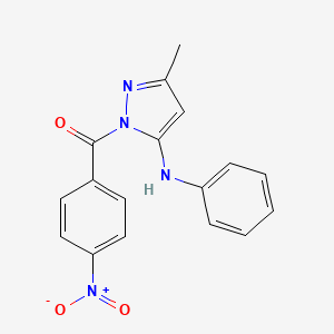 molecular formula C17H14N4O3 B2685633 (5-苯胺基-3-甲基吡唑-1-基)-(4-硝基苯基)甲酮 CAS No. 64808-41-9