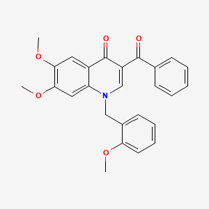 molecular formula C26H23NO5 B2685634 3-Benzoyl-6,7-dimethoxy-1-[(2-methoxyphenyl)methyl]-1,4-dihydroquinolin-4-one CAS No. 866589-64-2