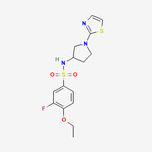 molecular formula C15H18FN3O3S2 B2685642 4-乙氧基-3-氟-N-(1-(噻唑-2-基)吡咯烷-3-基)苯磺酰胺 CAS No. 1797710-04-3