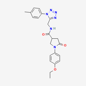 molecular formula C22H24N6O3 B2685662 1-(4-ethoxyphenyl)-5-oxo-N-((1-(p-tolyl)-1H-tetrazol-5-yl)methyl)pyrrolidine-3-carboxamide CAS No. 921074-55-7