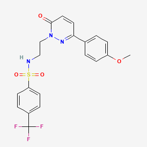 molecular formula C20H18F3N3O4S B2685666 N-(2-(3-(4-methoxyphenyl)-6-oxopyridazin-1(6H)-yl)ethyl)-4-(trifluoromethyl)benzenesulfonamide CAS No. 921879-22-3