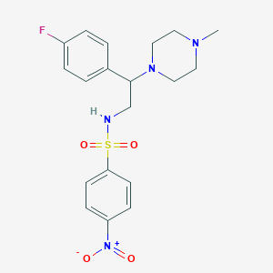 molecular formula C19H23FN4O4S B2685671 N-(2-(4-氟苯基)-2-(4-甲基哌嗪-1-基)乙基)-4-硝基苯磺酰胺 CAS No. 898451-34-8