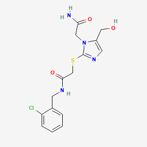 2-((1-(2-amino-2-oxoethyl)-5-(hydroxymethyl)-1H-imidazol-2-yl)thio)-N-(2-chlorobenzyl)acetamide