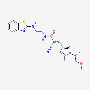 molecular formula C23H27N5O2S B2685682 N-{2-[(1,3-苯并噻唑-2-基)氨基]乙基}-2-氰基-3-[1-(1-甲氧基丙酮-2-基)-2,5-二甲基-1H-吡咯-3-基]丙-2-烯酰胺 CAS No. 1808563-44-1