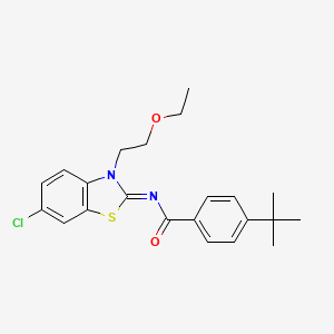 molecular formula C22H25ClN2O2S B2685690 (Z)-4-(叔丁基)-N-(6-氯-3-(2-乙氧基乙基)苯并[d]噻唑-2(3H)-基亚)苯甲酰胺 CAS No. 865162-58-9