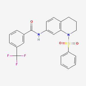 molecular formula C23H19F3N2O3S B2685691 N-(1-(phenylsulfonyl)-1,2,3,4-tetrahydroquinolin-7-yl)-3-(trifluoromethyl)benzamide CAS No. 1005301-43-8