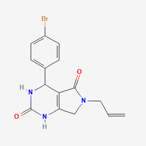 molecular formula C15H14BrN3O2 B2685695 6-烯丙基-4-(4-溴苯基)-3,4,6,7-四氢-1H-吡咯并[3,4-d]嘧啶-2,5-二酮 CAS No. 878123-88-7
