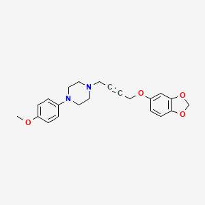molecular formula C22H24N2O4 B2685701 1-[4-(1,3-Benzodioxol-5-yloxy)-2-butynyl]-4-(4-methoxyphenyl)piperazine CAS No. 866040-58-6