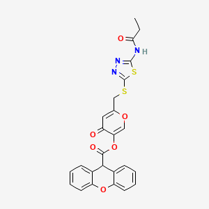 4-oxo-6-(((5-propionamido-1,3,4-thiadiazol-2-yl)thio)methyl)-4H-pyran-3-yl 9H-xanthene-9-carboxylate