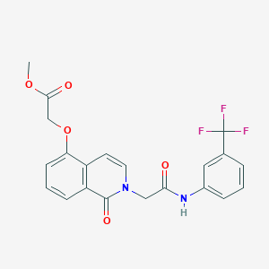 molecular formula C21H17F3N2O5 B2685706 甲酸甲酯-2-[1-酮-2-[2-酮-2-[3-(三氟甲基)苯胺基]乙基]异喹啉-5-基氧基]乙酸酯 CAS No. 868225-18-7