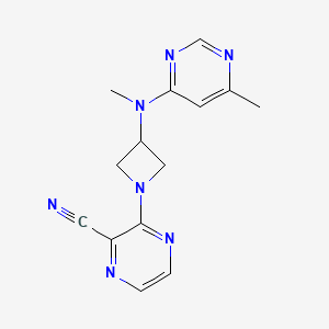 molecular formula C14H15N7 B2685709 3-{3-[Methyl(6-methylpyrimidin-4-yl)amino]azetidin-1-yl}pyrazine-2-carbonitrile CAS No. 2380067-69-4