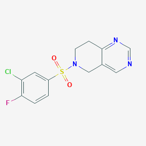 molecular formula C13H11ClFN3O2S B2685734 6-((3-氯-4-氟苯基)磺酰)-5,6,7,8-四氢嘧啶并[4,3-d]嘧啶 CAS No. 1797085-60-9