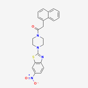 molecular formula C23H20N4O3S B2685736 2-(萘-1-基)-1-(4-(6-硝基苯并[d]噻唑-2-基)哌嗪-1-基)乙酮 CAS No. 341953-32-0