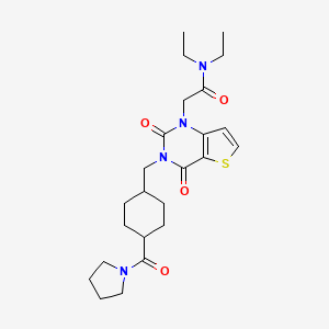 2-(2,4-dioxo-3-((4-(pyrrolidine-1-carbonyl)cyclohexyl)methyl)-3,4-dihydrothieno[3,2-d]pyrimidin-1(2H)-yl)-N,N-diethylacetamide