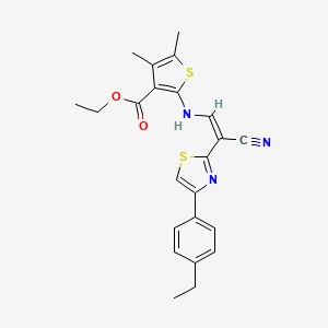 B2685743 (Z)-ethyl 2-((2-cyano-2-(4-(4-ethylphenyl)thiazol-2-yl)vinyl)amino)-4,5-dimethylthiophene-3-carboxylate CAS No. 843620-67-7