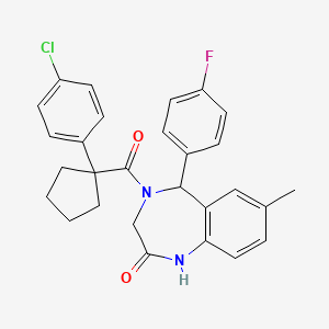 4-[1-(4-chlorophenyl)cyclopentanecarbonyl]-5-(4-fluorophenyl)-7-methyl-3,5-dihydro-1H-1,4-benzodiazepin-2-one