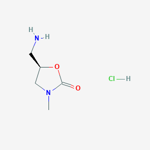 molecular formula C5H11ClN2O2 B2685750 (5R)-5-(aminomethyl)-3-methyl-1,3-oxazolidin-2-one hydrochloride CAS No. 2031242-17-6