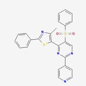 4-(4-Methyl-2-phenyl-1,3-thiazol-5-yl)-5-(phenylsulfonyl)-2-(4-pyridinyl)pyrimidine