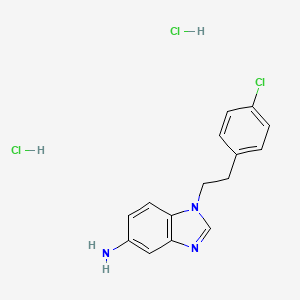 molecular formula C15H16Cl3N3 B2685765 1-[2-(4-氯苯基)乙基]苯并咪唑-5-胺;二盐酸盐 CAS No. 2241144-62-5
