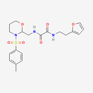 molecular formula C20H25N3O6S B2685773 N1-(2-(furan-2-yl)ethyl)-N2-((3-tosyl-1,3-oxazinan-2-yl)methyl)oxalamide CAS No. 872862-82-3