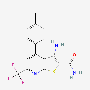 molecular formula C16H12F3N3OS B2685777 3-Amino-4-(4-methylphenyl)-6-(trifluoromethyl)thieno[2,3-b]pyridine-2-carboxamide CAS No. 832737-65-2