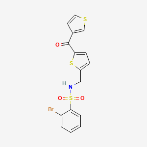 2-bromo-N-((5-(thiophene-3-carbonyl)thiophen-2-yl)methyl)benzenesulfonamide
