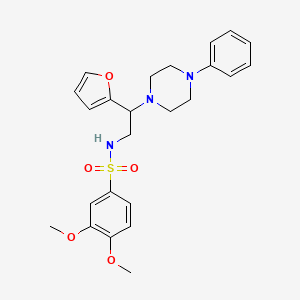 molecular formula C24H29N3O5S B2685836 N-(2-(furan-2-yl)-2-(4-phenylpiperazin-1-yl)ethyl)-3,4-dimethoxybenzenesulfonamide CAS No. 877648-09-4