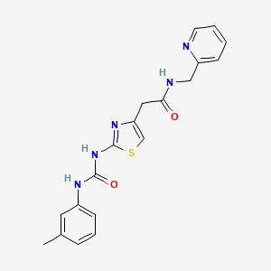 molecular formula C19H19N5O2S B2685842 N-(吡啶-2-基甲基)-2-(2-(3-(间甲苯基)脲基)噻唑-4-基)乙酰胺 CAS No. 921466-33-3