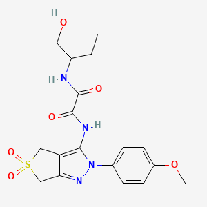 molecular formula C18H22N4O6S B2685843 N1-(1-hydroxybutan-2-yl)-N2-(2-(4-methoxyphenyl)-5,5-dioxido-4,6-dihydro-2H-thieno[3,4-c]pyrazol-3-yl)oxalamide CAS No. 899961-62-7