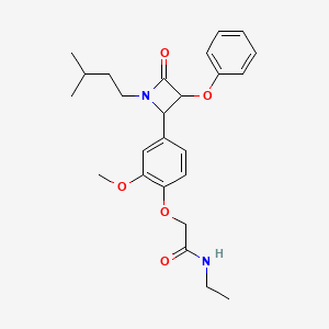 molecular formula C25H32N2O5 B2685847 N-ethyl-2-{2-methoxy-4-[1-(3-methylbutyl)-4-oxo-3-phenoxyazetidin-2-yl]phenoxy}acetamide CAS No. 1223042-83-8