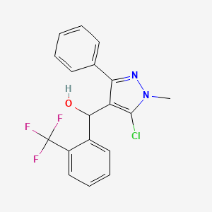 molecular formula C18H14ClF3N2O B2685863 (5-氯-1-甲基-3-苯基-1H-嘧啶-4-基)[2-(三氟甲基)苯基]甲醇 CAS No. 956368-89-1