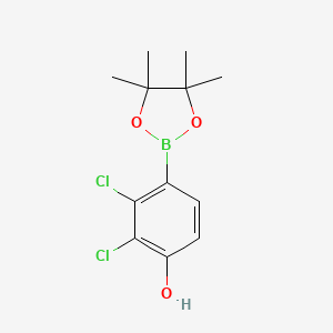 molecular formula C12H15BCl2O3 B2685868 2,3-二氯-4-(4,4,5,5-四甲基-1,3,2-二氧杂硼杂环戊-2-基)苯酚 CAS No. 1612184-06-1
